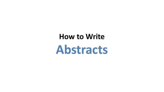 摘要(Abstract)写作三个步骤