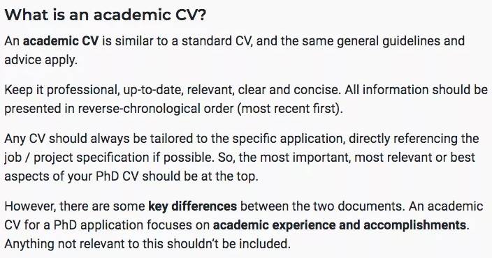 PhD CV定义