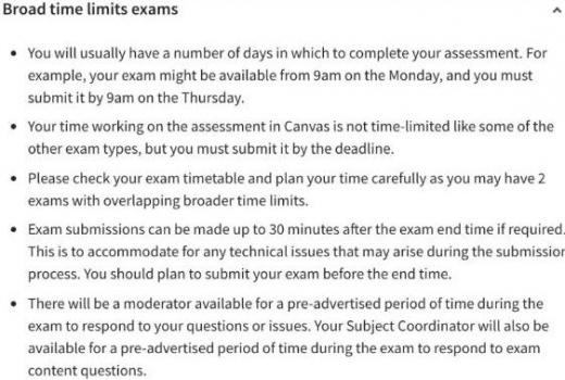 Broad Time Limits Exam
